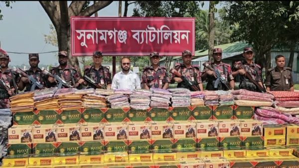 দেড় কোটি টাকার ভারতীয় পণ্য জব্দ করেছে সুনামগঞ্জ বিজিবি