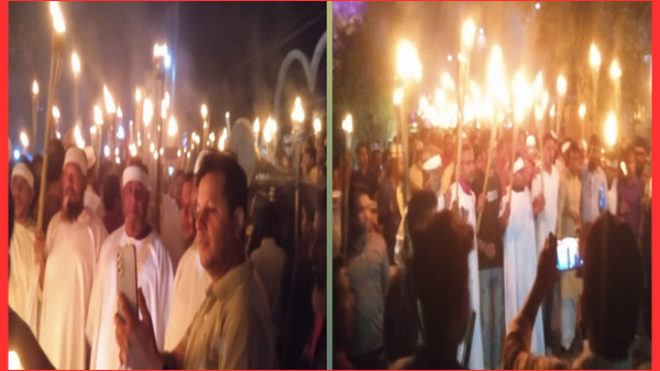 মনোনয়ন পরিবর্তনের দাবীতে আখাউড়ায় বিএনপির মশাল মিছিল