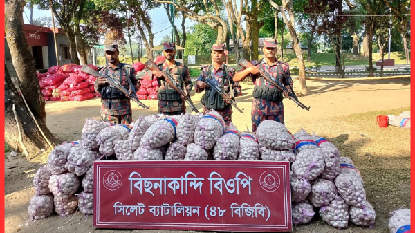 সিলেট-সুনামগঞ্জ সীমান্তে বিজিবির বিশেষ অভিযান: আটক ৯০ লক্ষ টাকার অবৈধ পণ্য