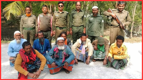 সুন্দরবনের নিষিদ্ধ অভয়ারণ্য এলাকায় মাছ শিকার: শ্যামনগরে ৮ জেলে আটক