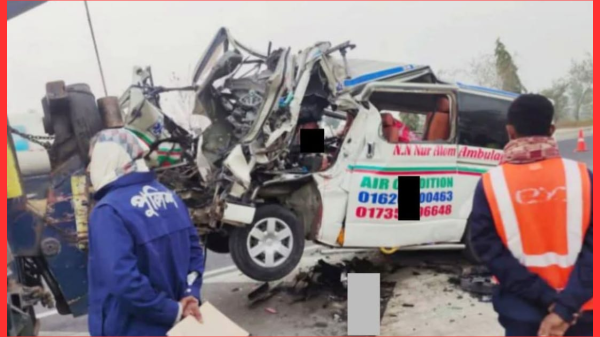ভাঙ্গায় ট্রাক-অ্যাম্বুলেন্স মুখোমুখি সংঘর্ষে তিনজন নিহত, দুইজন গুরুতর আহত
