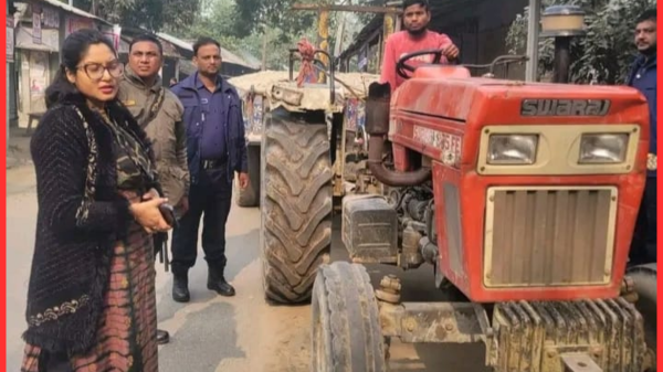 কিশোরগঞ্জে নদী থেকে অবৈধ বালু উত্তোলন: ট্রাক্টর মালিককে ১ লাখ টাকা জরিমানা