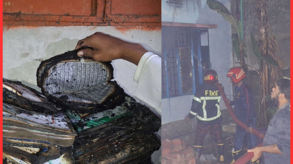 বরিশালে মাদ্রাসায় আগুন, নামাজে থাকায় রক্ষা পেল ৩৫ শিক্ষার্থী