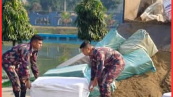 দেড় কোটি টাকার ভারতীয় অবৈধ পণ্য ট্রাকের বালির নিচে জব্দ