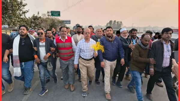 নওগাঁর আত্রাইয়ে বিএনপি প্রার্থীর বিশাল গণসংযোগ