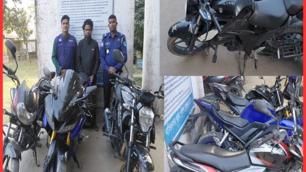 নাসিরনগরে থানা পুলিশের অভিযানে ৩টি চোরাই মোটরসাইকেল উদ্ধার, গ্রেফতার ১