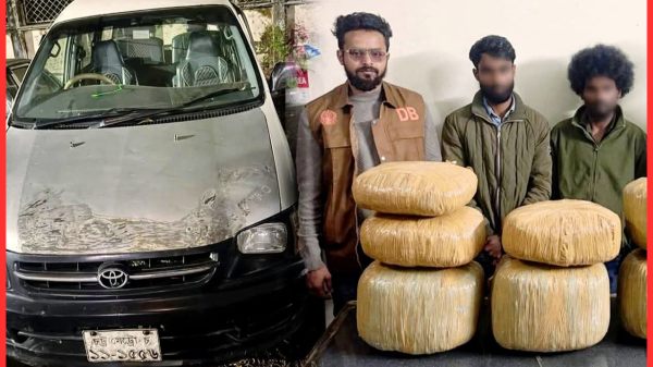 ২২ কেজি গাঁজাসহ দুই মাদক কারবারি আটক, জব্দ মাইক্রোবাস