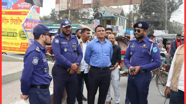 ফরিদপুরে রমজান উপলক্ষে ট্রাফিক ও মার্কেট পরিদর্শন পুলিশের