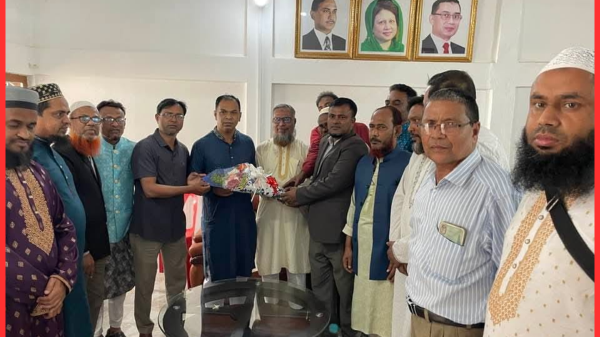 জগন্নাথপুরে নবনির্বাচিত এমপিকে শিক্ষক সমিতির সংবর্ধনা