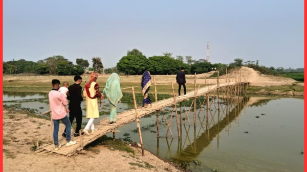 বাঁশের সাঁকোই ভরসা, টলাখালি নদীতে স্থায়ী সেতুর দাবি