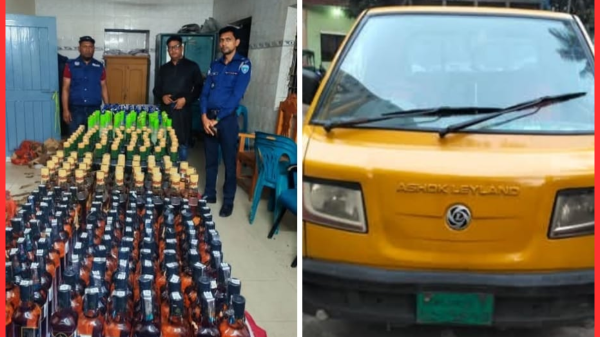 বাঞ্ছারামপুরে বিপুল পরিমাণ বিদেশি মদসহ পিকআপ উদ্ধার