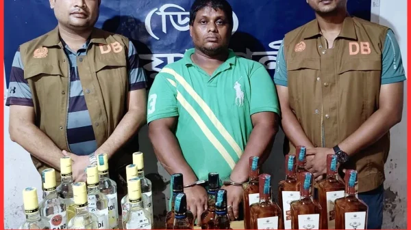 নোয়াখালীর বেগমগঞ্জে ডিবি পুলিশের অভিযান: দারোয়ানের কক্ষ থেকে বিদেশি মদ উদ্ধার